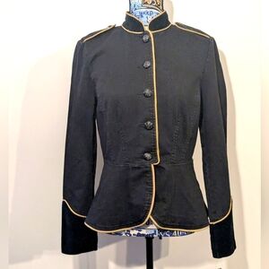 Lauren Ralph Lauren Jeans Women Military Style Black Gold Trim Blazer NWT
